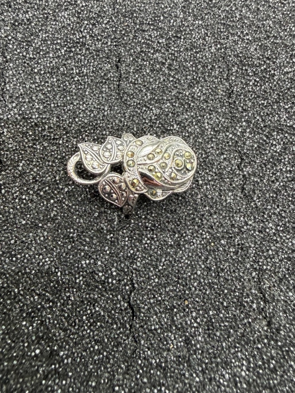 Vintage ESPO Sterling Silver Marcasite Rose Ring